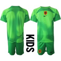 Nederländerna Målvakt Replika babykläder Hemmaställ Barn VM 2022 Kortärmad (+ korta byxor)